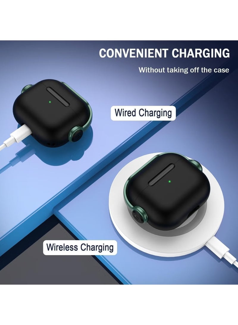 Airpods Pro 3 Case,Safety Lock Cover for Apple Airpod Pro 3 2025 with Phone Stand & Keychain, Shockproof Scratch Resistant Protective Case for Men Women- (Black/Green) - Image 4